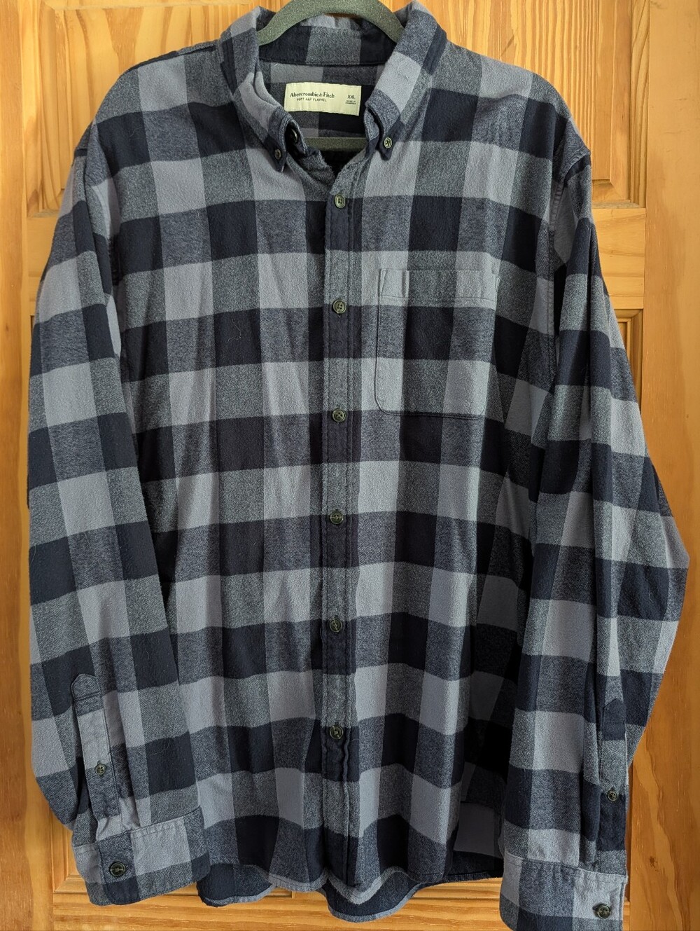 Abercrombie & Fitch Soft A&F Collection Flannel Shirt Blue Plaid Men's Size XXL